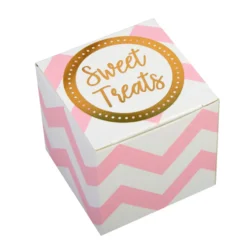Mini Cajitas para Dulces Chevron Blancas y Rosas