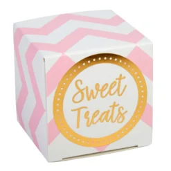 Mini Cajitas para Dulces Chevron Blancas y Rosas