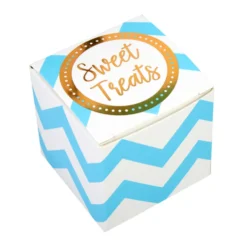Mini Cajitas para Dulces Chevron Blancas y Azules