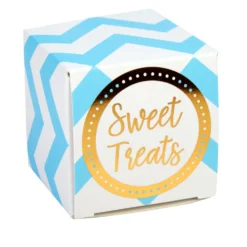 Mini Cajitas para Dulces Chevron Blancas y Azules