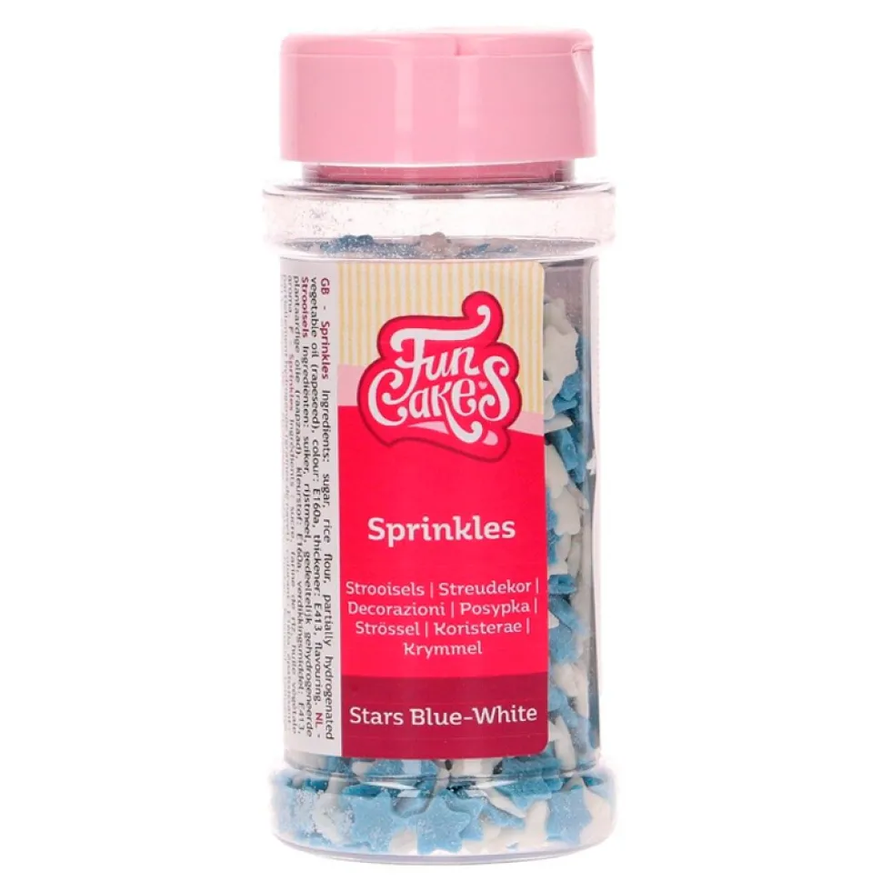 Mini Estrellas Blancas y Azules de Azúcar 55 gr - FunCakes