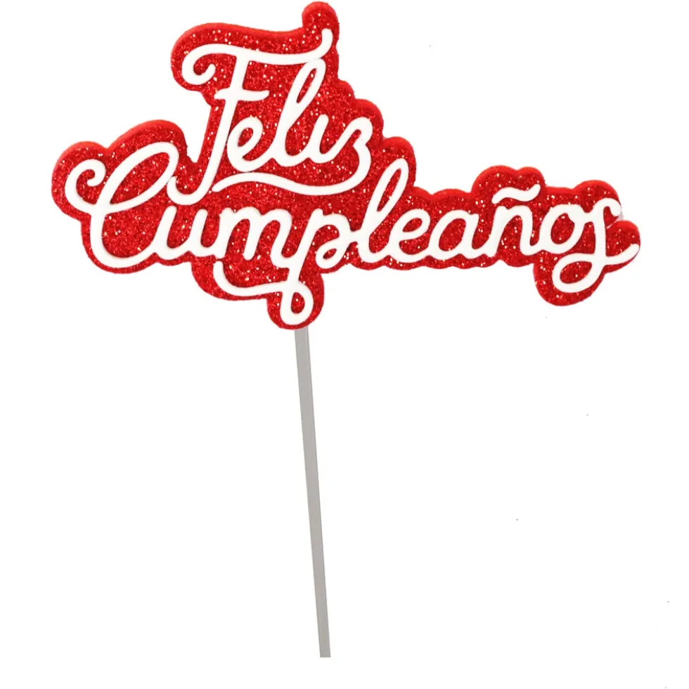 Mini Toppers Feliz Cumpleaños 10 cm 6 ud