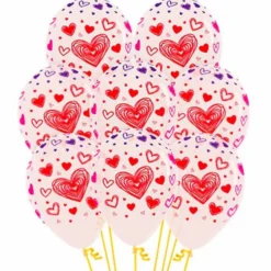 Pack de 12 Globos Cristal Corazones 3 Tintas