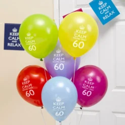 Pack de 8 globos Keep Calm 60 Años