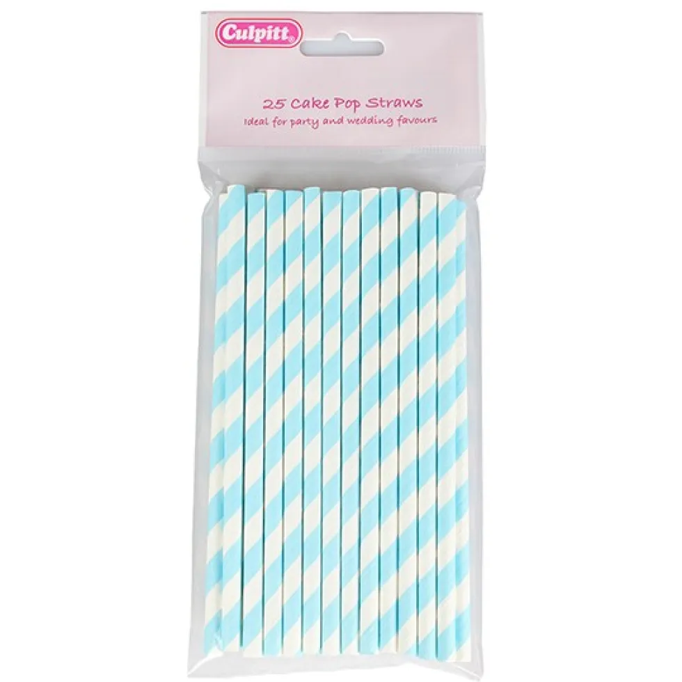 Pack de 25 pajitas celestes de 15cm