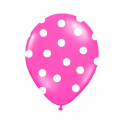 Pack de 6 Globos Fucsias con Lunares Blancos 30 cm