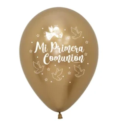 Pack de 12 Globos Reflex Dorado Comunión 30 cm