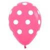 Pack de 12 Globos Rosas con Lunares Blancos