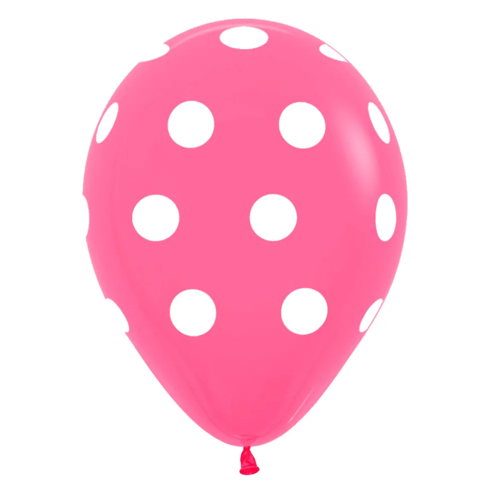 Pack de 12 Globos Rosas con Lunares Blancos