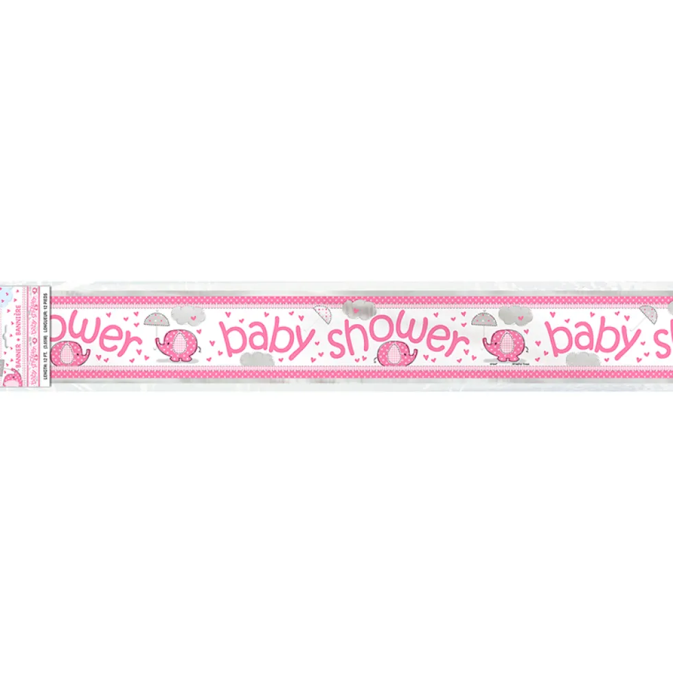 Pancarta Baby Shower Elefante Rosa