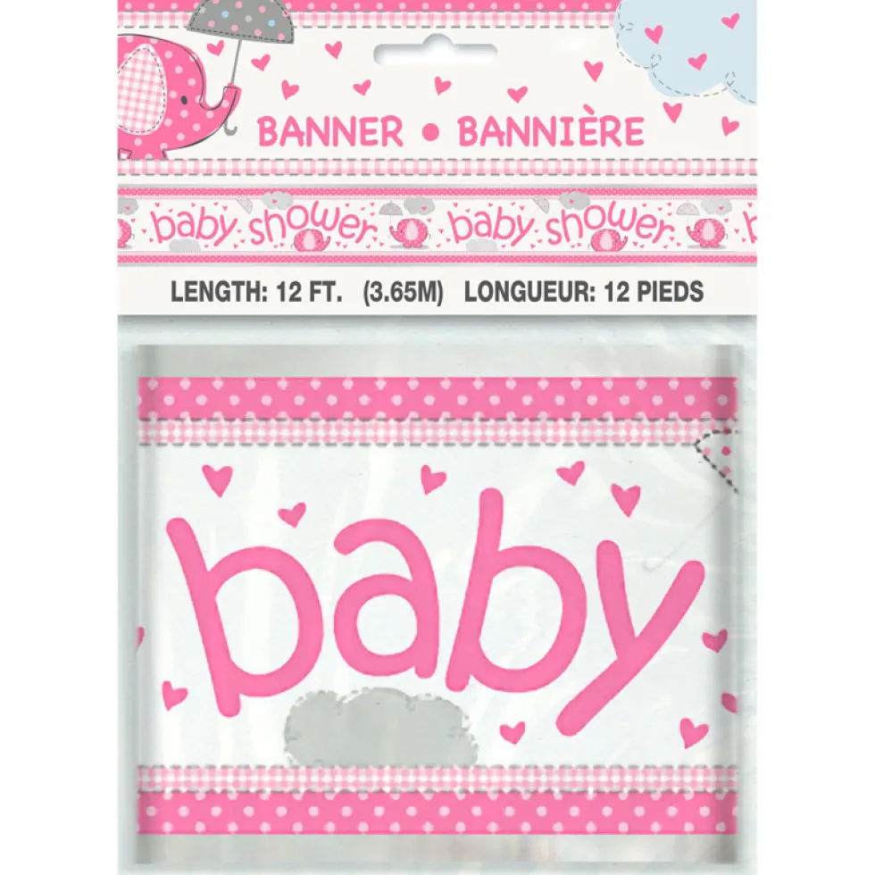 Pancarta Baby Shower Elefante Rosa