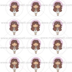 Papel Comestible 6 cm Comunión Niña Castaña Modelo Z