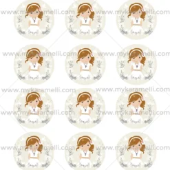 Papel Comestible 6 cm Comunión Niña Modelo Y