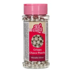Perlas de Chocolate Crujiente Plata Metalizado 60 gr - Funcakes