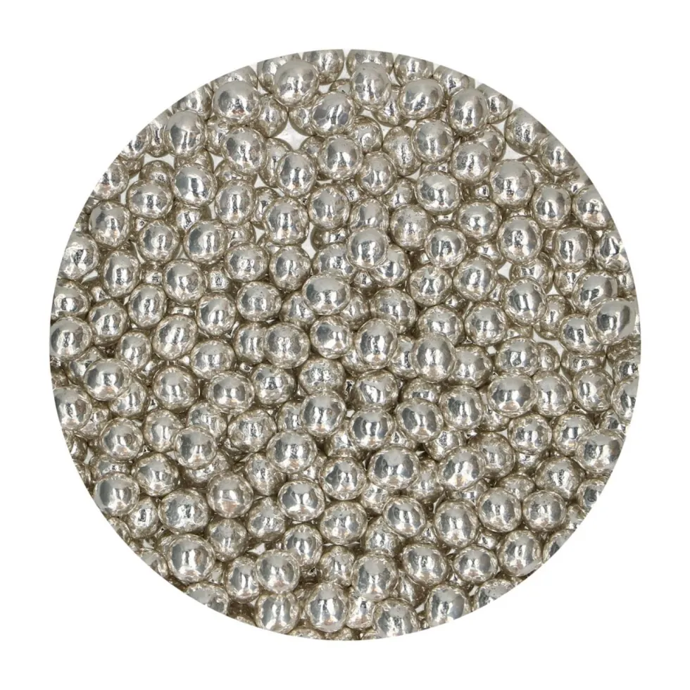 Perlas de Chocolate Crujiente Plata Metalizado 60 gr - Funcakes