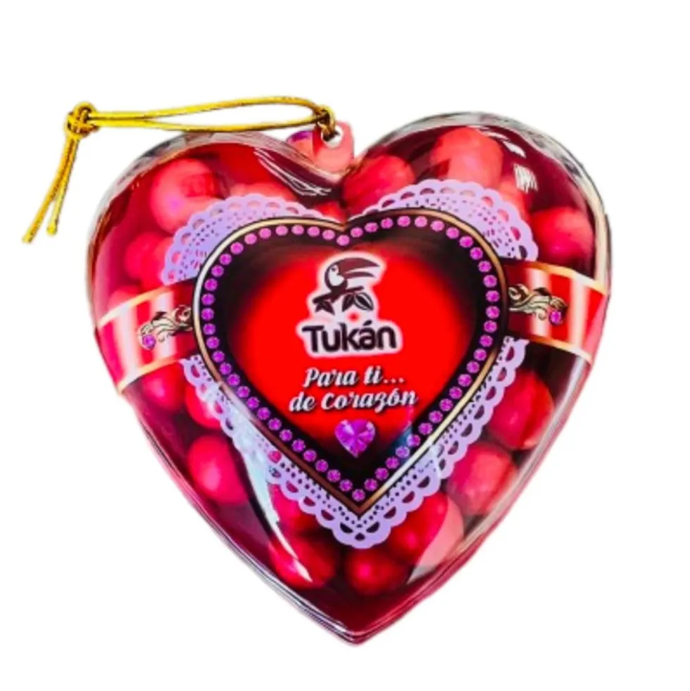Perlas de Chocolate Rojas en Bombonera Corazón 70 gr