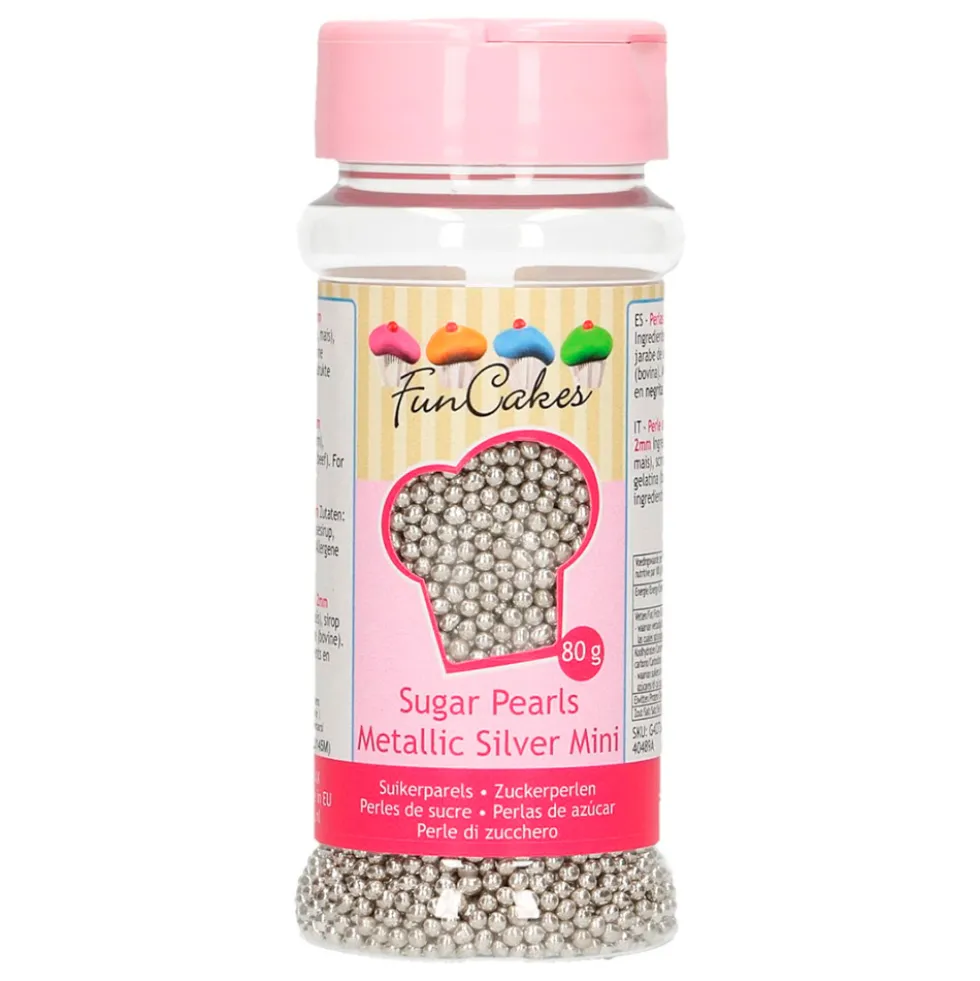 Perlas Metalizadas Plata 2 mm - 80 gr - Funcakes