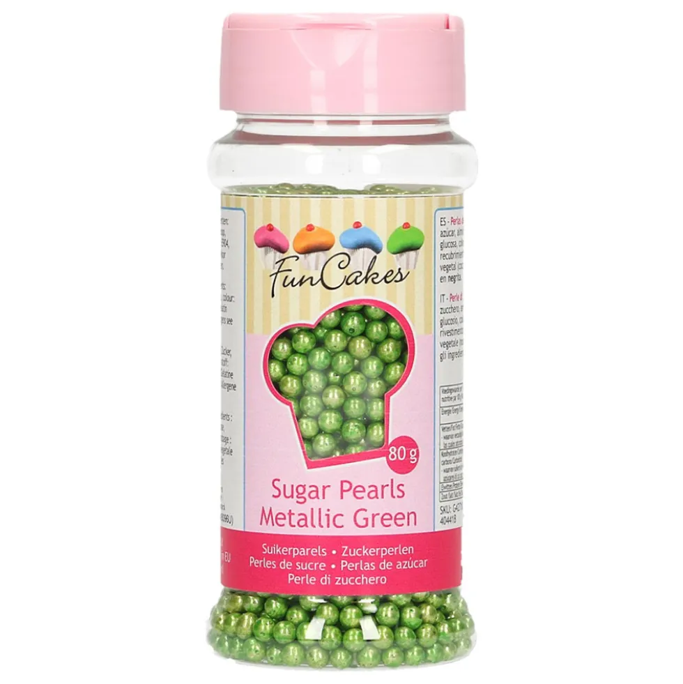 Perlas Metalizadas Verdes 80 gr Funcakes