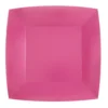 Platos de Papel Cuadrados Fucsias 23 cm 10 ud