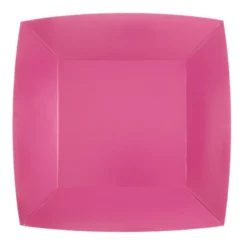 Platos de Papel Cuadrados Fucsias 23 cm 10 ud
