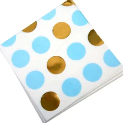 Servilletas Blancas con Lunares Azules y Dorados