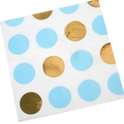 Servilletas Blancas con Lunares Azules y Dorados