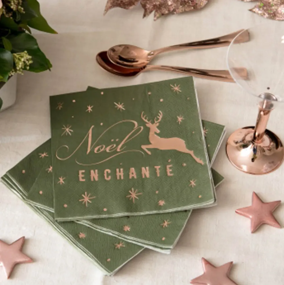 Servilletas de Papel Navidad Encantada Khaki 20 ud