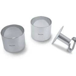 Set 2 anillos para presentación de postres con tapa acero inox.
