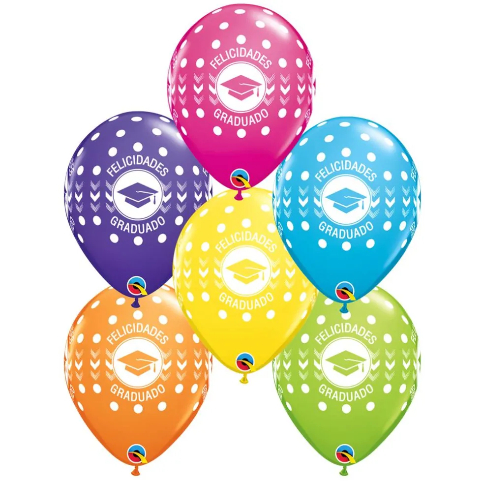 Set 25 Globos de Látex Felicidades graduado 27 cm