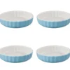 Set 4 Moldes de Cerámica Color Azul para Tartaletas 12,5 cm