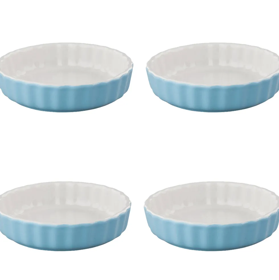 Set 4 Moldes de Cerámica Color Azul para Tartaletas 12,5 cm