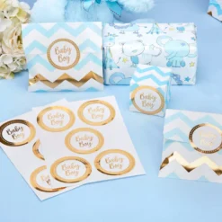 Set de 25 Pegatinas Baby Boy Doradas