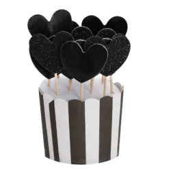 Set de 12 Toppers Corazones Negros