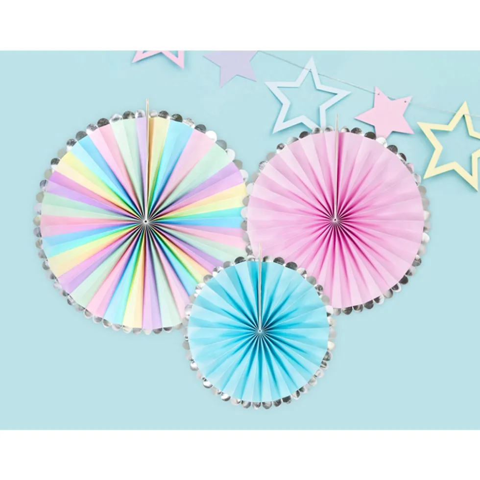Set 3 Abanicos Decorativos Unicornio
