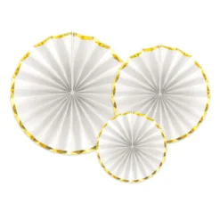 Set de 3 Abanicos Blancos y Dorados
