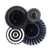 Set de 4 Abanicos Decorativos Negro Intenso