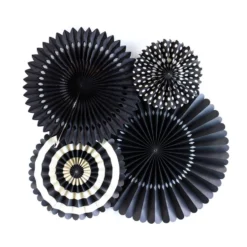 Set de 4 Abanicos Decorativos Negro Intenso