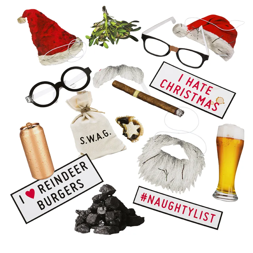 Set de 26 Accesorios para Photocall Bad Santa