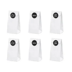 Set de 6 Bolsas Blancas para Dulces con Pegatinas