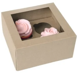 Set de 2 Cajas para 4 Cupcakes Kraft