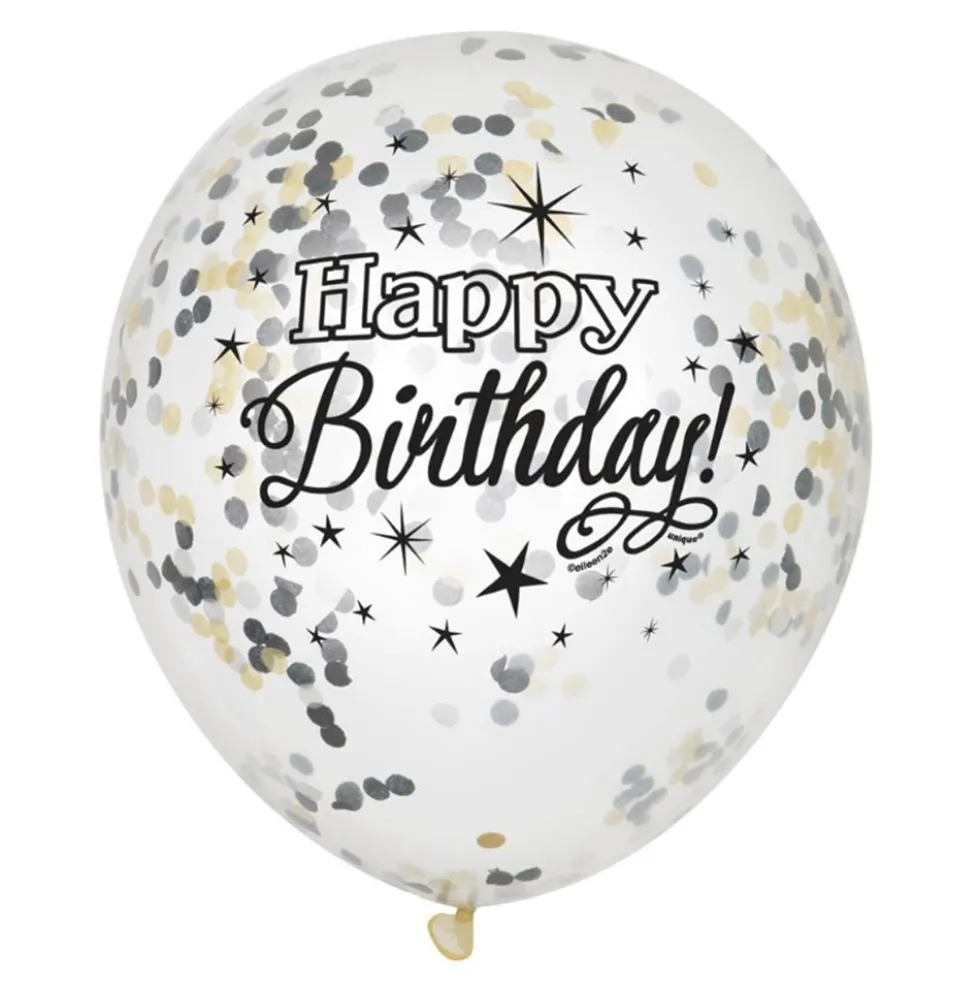 Set de 6 Globos Birthday Glitter con Confeti
