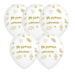 Set de 8 Globos Primera Comunión Blancos