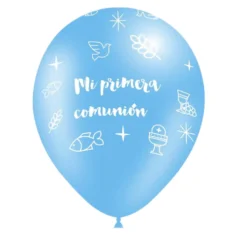 Set de 8 Globos Primera Comunión Azules 28 cm
