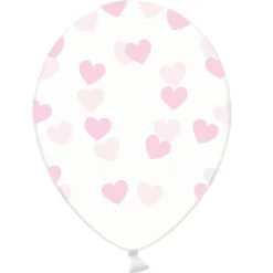 Set de 6 Globos Transparentes con Corazones Rosas