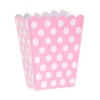 Set de 12 Mini Cajas para Palomitas Rosa con Lunares Blancos