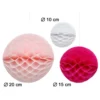 Set de 3 Pompones Nido de Abeja Blanco, Rosa y Fucsia