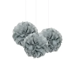 Set de 3 Pompones Plata 22 cm