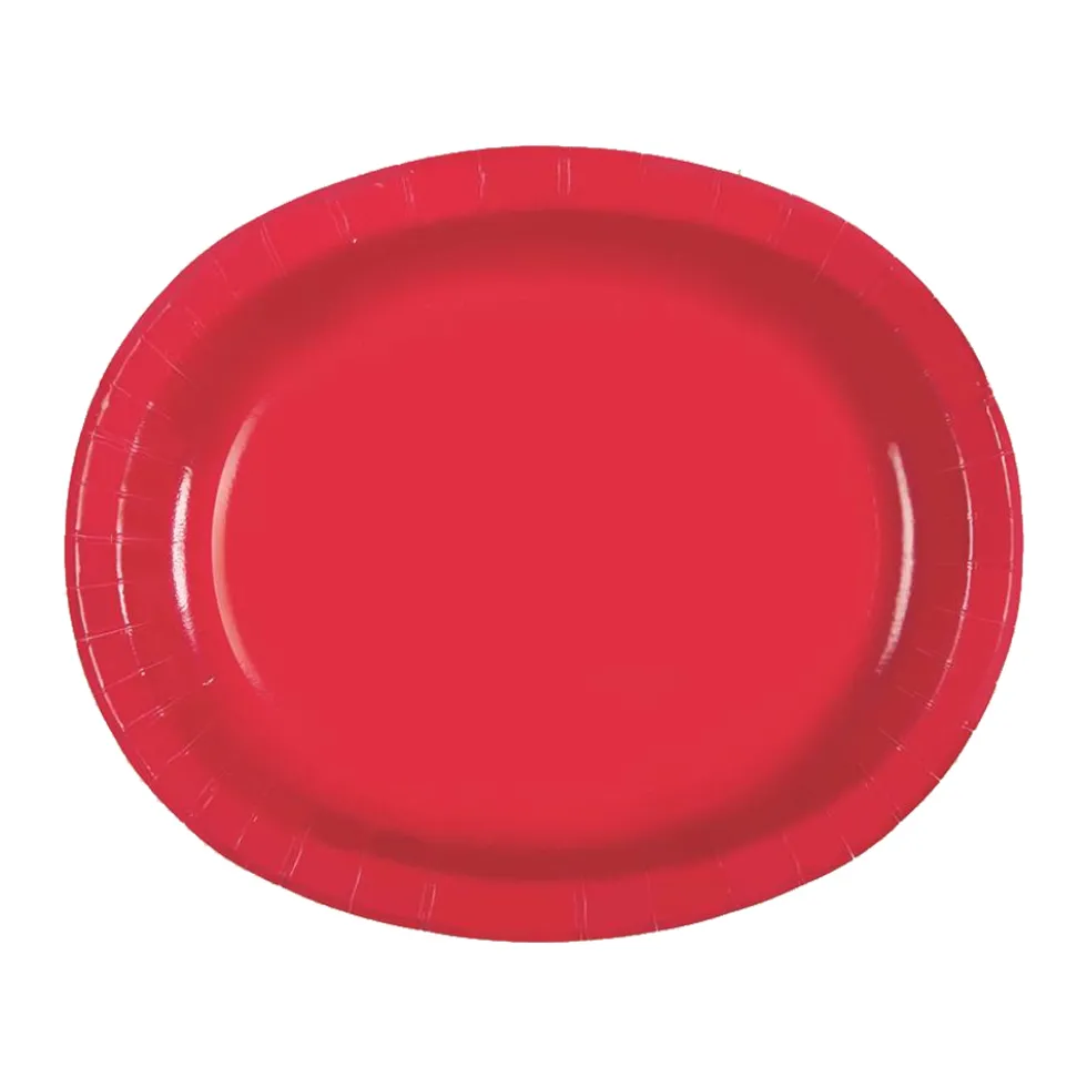 Set 8 Platos Ovalados Rojo Rubí 30 cm