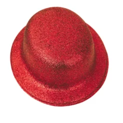 Sombrero Bombín Rojo Escarchado 26 cm