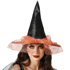 Sombrero de Bruja Naranja y Negro